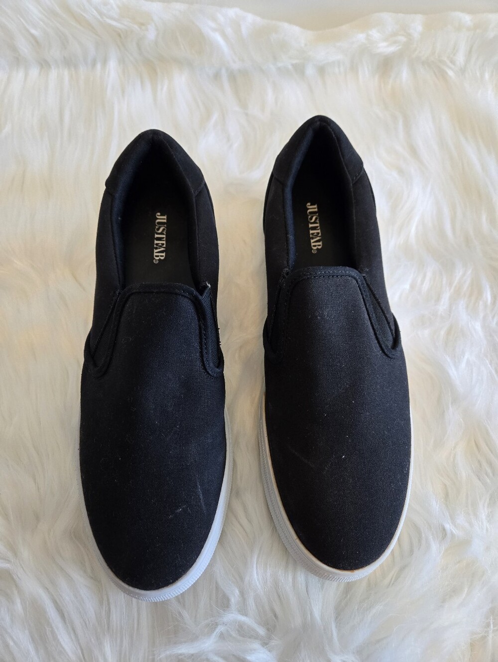 JustFab Eloise Black Slip-On Sneakers Shoe Womens Size 9.5